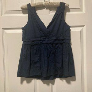 Navy Miu Miu Vintage Sleeveless Peplum Top